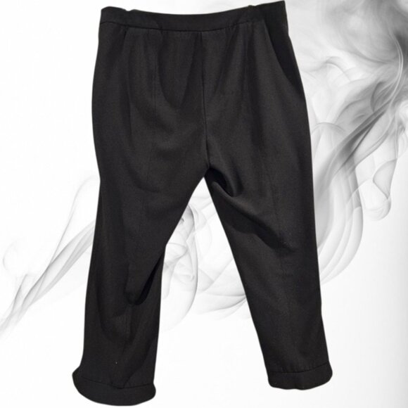 Nanette Lepore SZ 10 Black Capri Hi Lo Ruffled Hem Button Zip Closure No Pockets - Picture 2 of 11